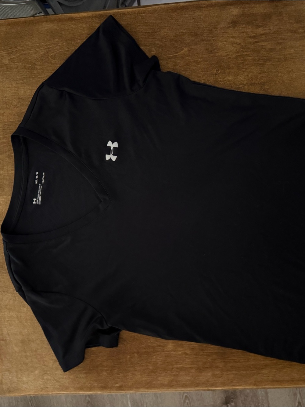 Under Armour Black V-Neck Athletic Tee with White Logo